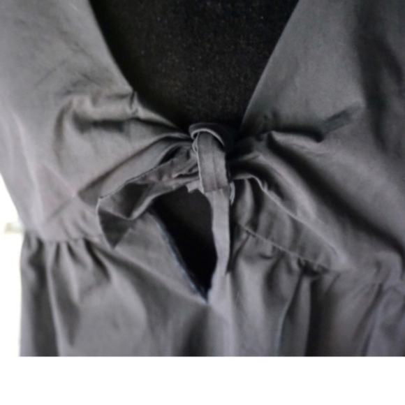 Madewell Black Tie-Front Mini Dress Size 12 NWT Cotton Empire Waist V-Neck - Picture 9 of 13